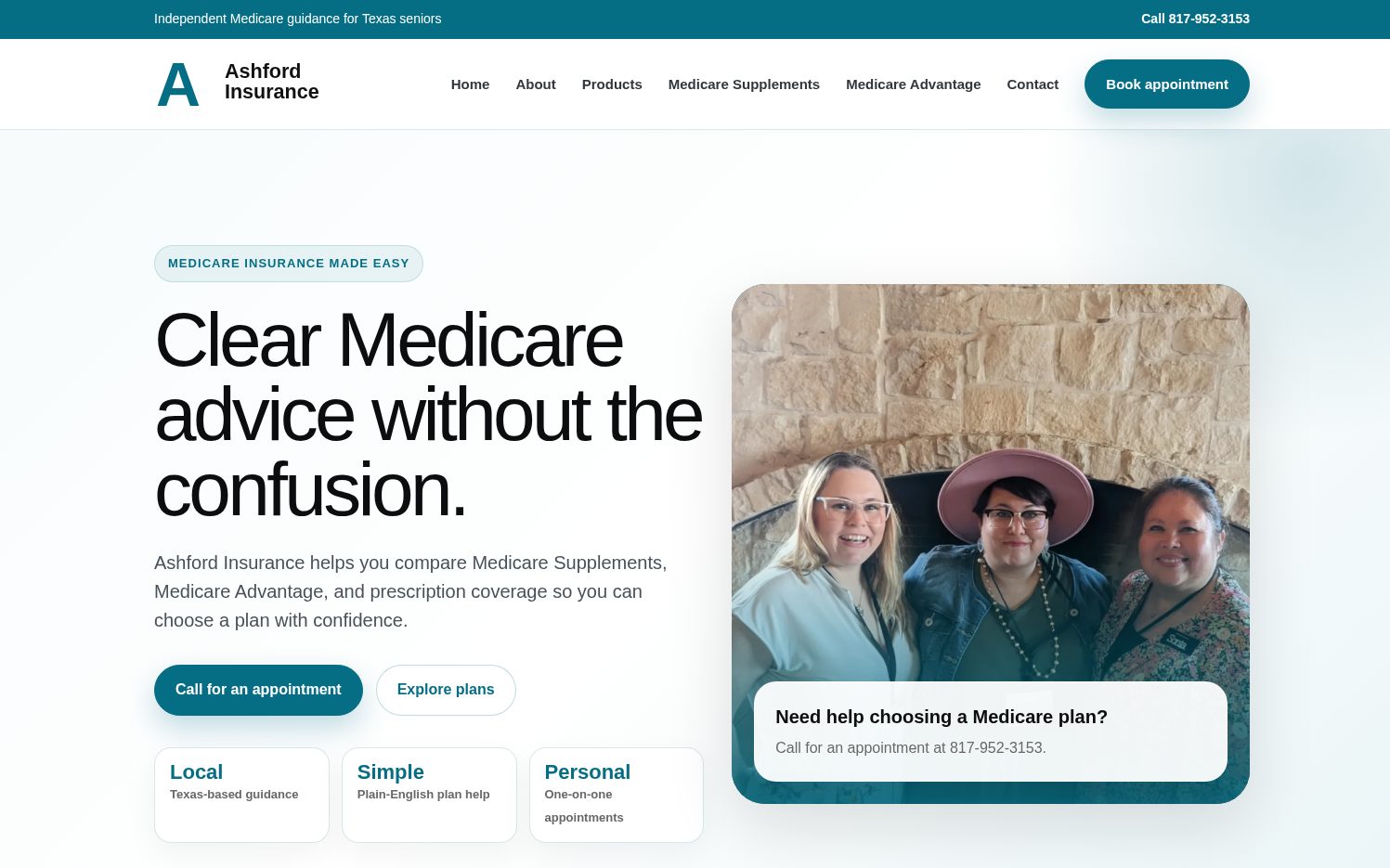 Ashford Insurance homepage screenshot