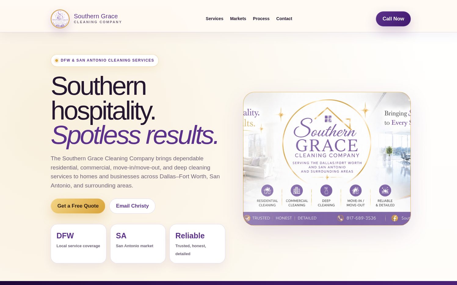 Southern Grace Cleaning homepage screenshot